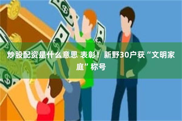 炒股配资是什么意思 表彰！新野30户获“文明家庭”称号