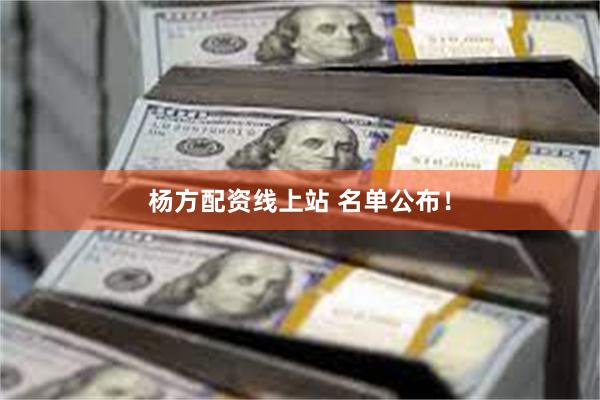 杨方配资线上站 名单公布！